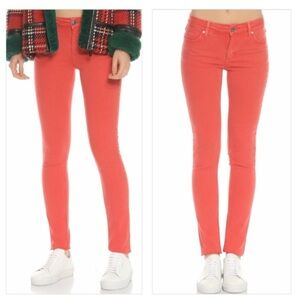 Sandro Mid Rise Faded Red Pink Skinny Jean